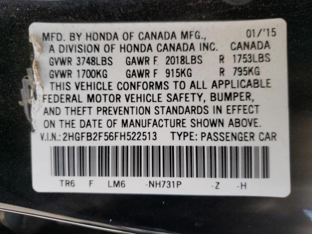 Photo 10 from auction – 2015 HONDA CIVIC LX with VIN 2HGFB2F56FH522513