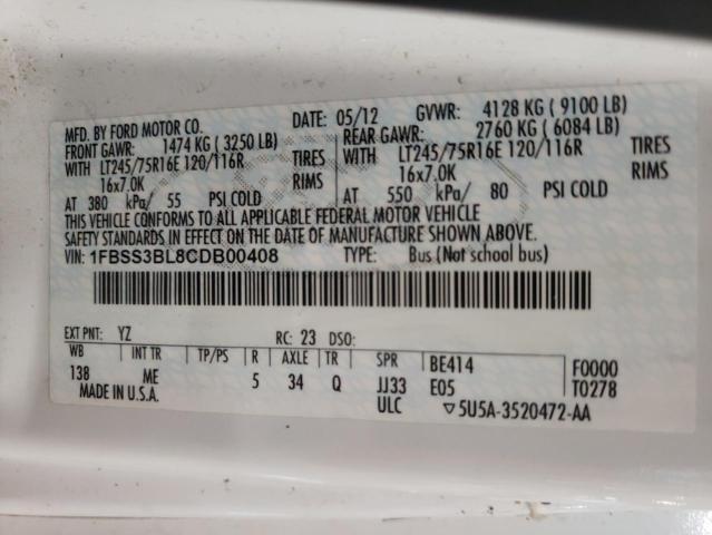 Photo 10 from auction – 2012 FORD ECONOLINE with VIN 1FBSS3BL8CDB00408