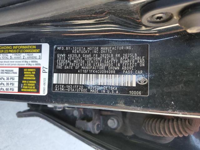 Photo 10 from auction – 2012 TOYOTA CAMRY BASE with VIN 4T1BF1FK4CU094088