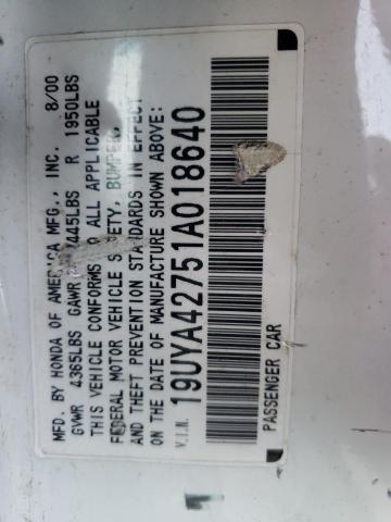Photo 10 from auction – 2001 ACURA 3.2CL TYPE with VIN 19UYA42751A018640
