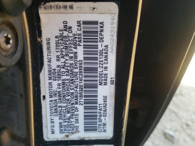 Photo 10 from auction – 2004 TOYOTA COROLLA CE with VIN 2T1BR32E14C289863