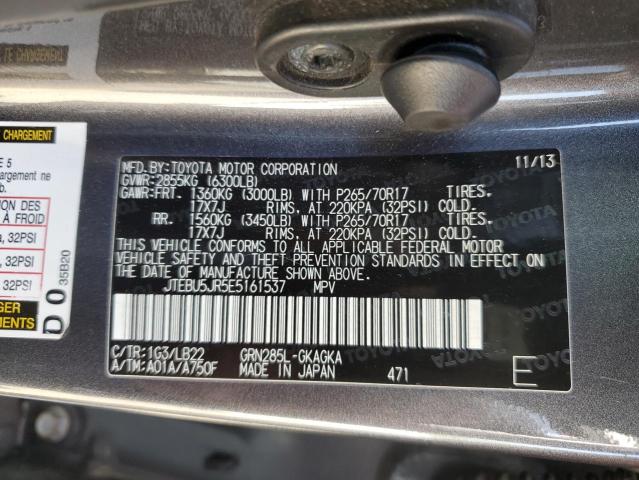Photo 10 from auction – 2014 TOYOTA 4RUNNER SR with VIN JTEBU5JR5E5161537
