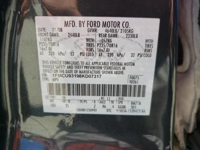 Photo 10 from auction – 2008 FORD ESCAPE XLT with VIN 1FMCU93198KD07317