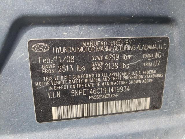 Photo 10 from auction – 2009 HYUNDAI SONATA GLS with VIN 5NPET46C19H419934
