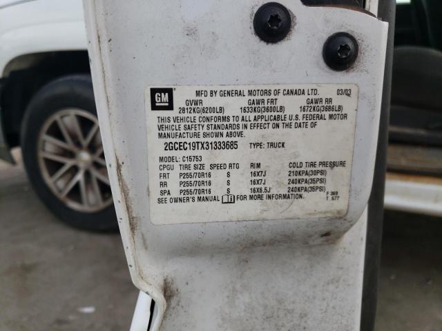 Photo 10 from auction – 2003 CHEVROLET SILVERADO with VIN 2GCEC19TX31333685