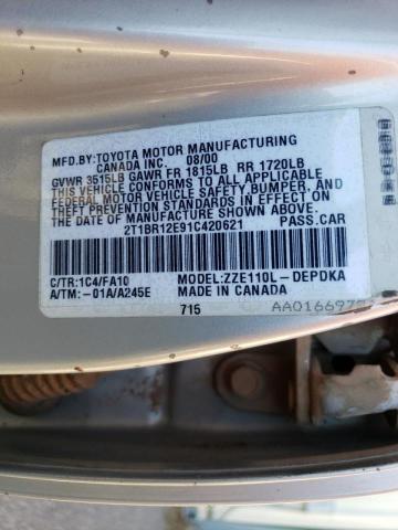 Photo 10 from auction – 2002 TOYOTA COROLLA with VIN 2T1BR12E91C420621