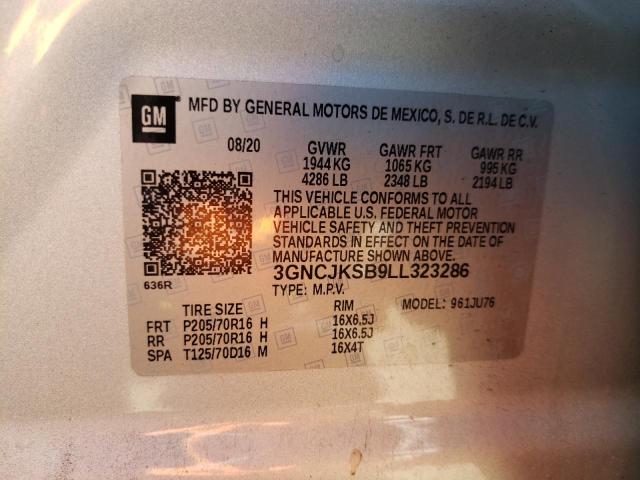Photo 10 from auction – 2020 CHEVROLET TRAX LS with VIN 3GNCJKSB9LL323286