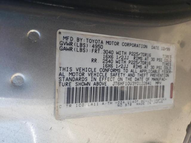 Photo 10 from auction – 2000 LEXUS RX 300 with VIN JT6HF10U3Y0122641