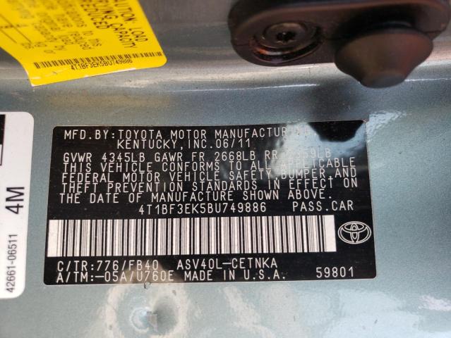 Zdjęcie 10 z aukcji – 2011 TOYOTA CAMRY BASE z VIN 4T1BF3EK5BU749886
