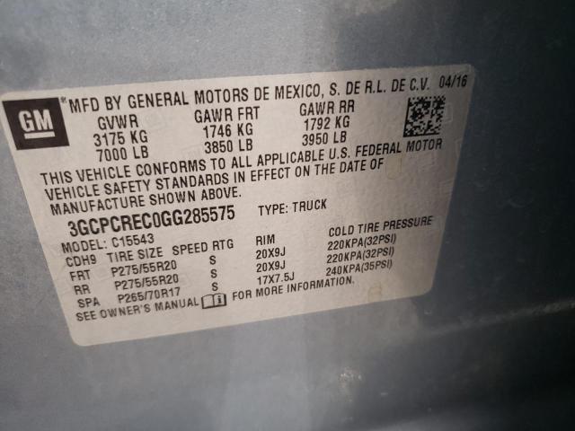 Photo 10 from auction – 2016 CHEVROLET SILVERADO with VIN 3GCPCREC0GG285575