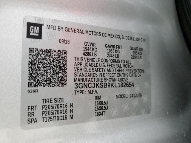 Photo 10 from auction – 2019 CHEVROLET TRAX LS with VIN 3GNCJKSB9KL182654