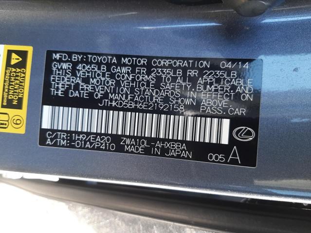 Photo 10 from auction – 2014 LEXUS CT 200 with VIN JTHKD5BH6E2192158