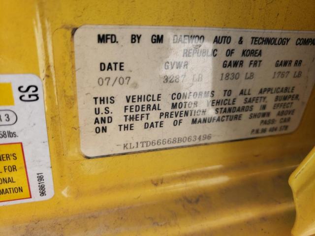 Photo 10 from auction – 2008 CHEVROLET AVEO BASE with VIN KL1TD66668B063496