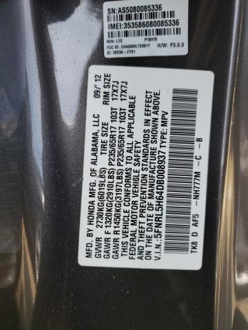 Photo 10 from auction – 2013 HONDA ODYSSEY EX with VIN 5FNRL5H64DB008937