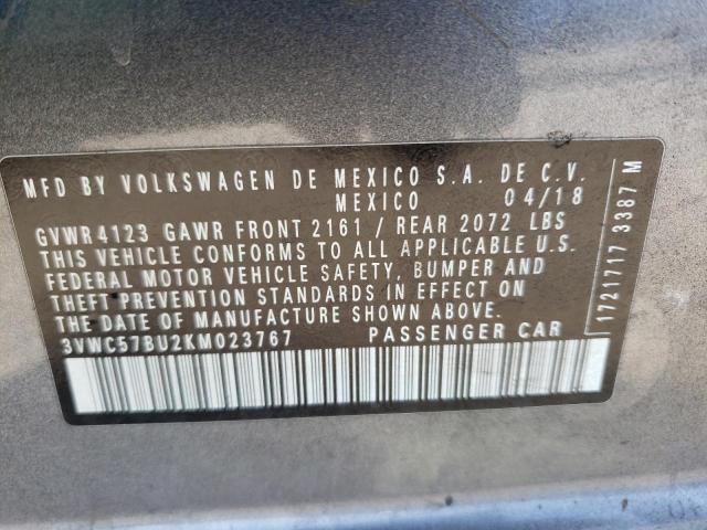 Photo 10 from auction – 2019 VOLKSWAGEN JETTA with VIN 3VWC57BU2KM023767