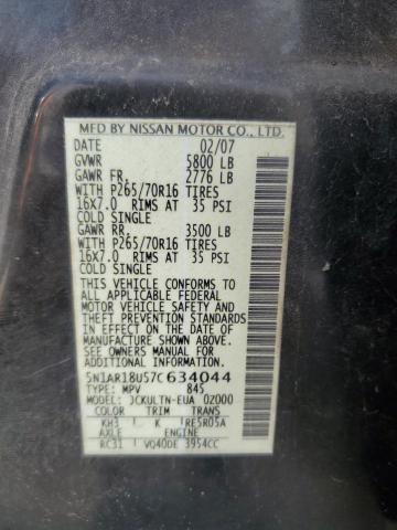 Photo 10 from auction – 2007 NISSAN PATHFINDER with VIN 5N1AR18U57C634044