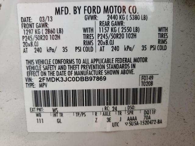 Photo 10 from auction – 2013 FORD EDGE SEL with VIN 2FMDK3JC0DBB97869