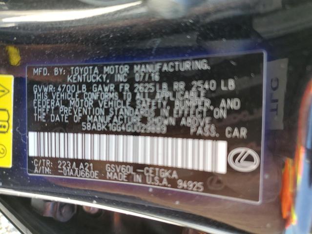 Photo 10 from auction – 2016 LEXUS ES 350 with VIN 58ABK1GG4GU029889