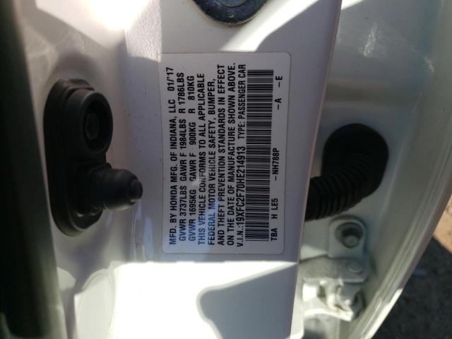Foto 10 de la subasta – 2017 HONDA CIVIC EX con VIN 19XFC2F70HE214913