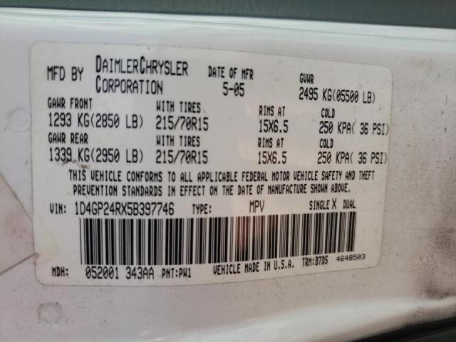 Photo 10 from auction – 2005 DODGE GRAND CARA with VIN 1D4GP24RX5B397746