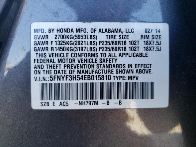 Zdjęcie 10 z aukcji – 2014 HONDA PILOT EXL z VIN 5FNYF3H54EB015810