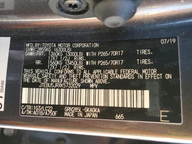 Photo 10 from auction – 2019 TOYOTA 4RUNNER SR with VIN JTEBU5JRXK5732029