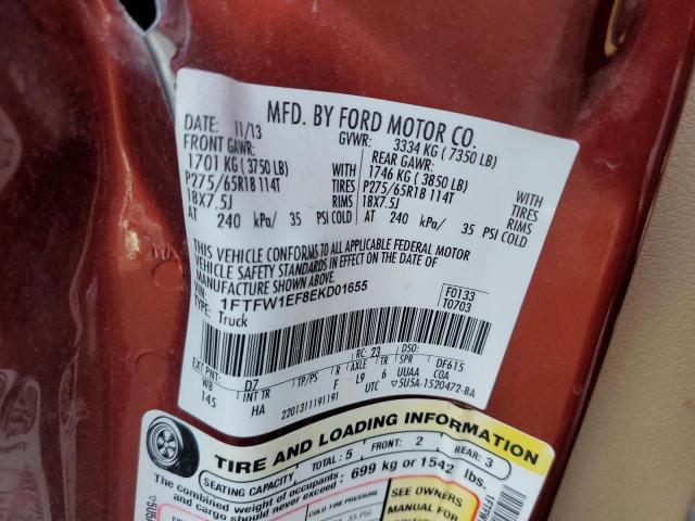 Photo 10 from auction – 2014 FORD F150 SUPER with VIN 1FTFW1EF8EKD01655