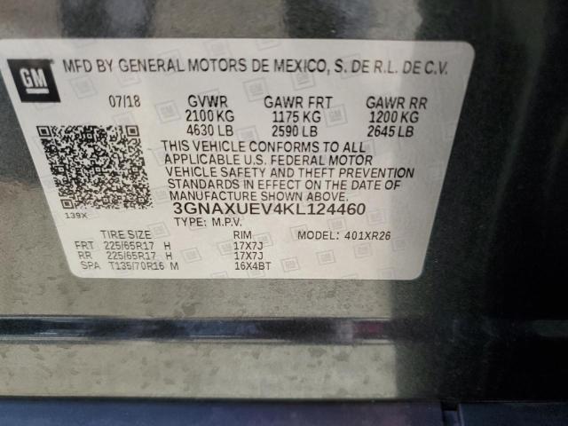 Photo 10 from auction – 2019 CHEVROLET EQUINOX LT with VIN 3GNAXUEV4KL124460
