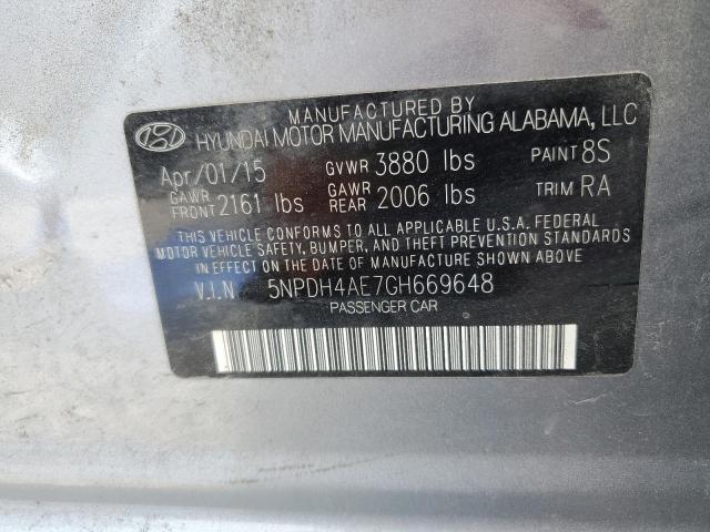 Photo 10 from auction – 2016 HYUNDAI ELANTRA SE with VIN 5NPDH4AE7GH669648