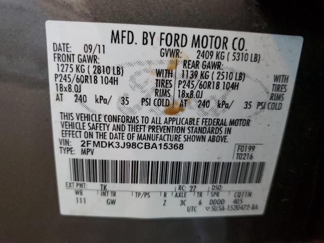 Photo 10 from auction – 2012 FORD EDGE SEL with VIN 2FMDK3J98CBA15368
