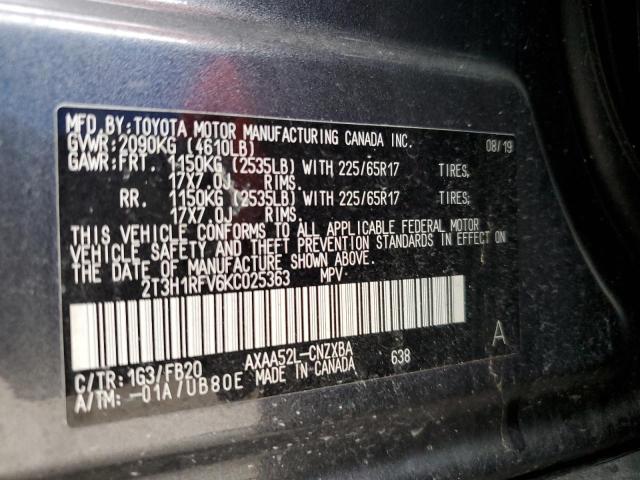 Photo 10 from auction – 2019 TOYOTA RAV4 LE with VIN 2T3H1RFV6KC025363