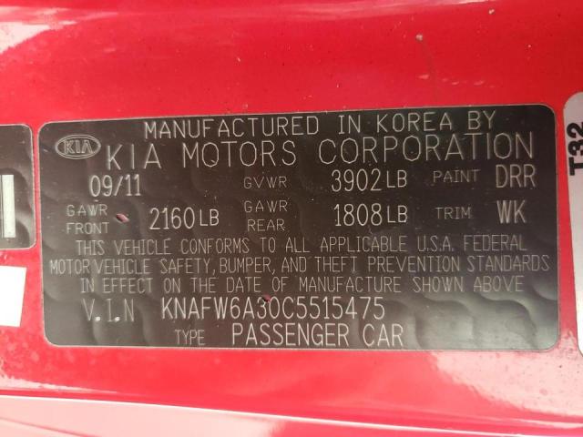 Zdjęcie 10 z aukcji – 2012 KIA FORTE SX z VIN KNAFW6A30C5515475