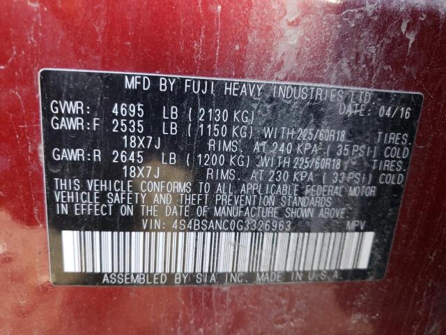 Photo 10 from auction – 2016 SUBARU OUTBACK 2. with VIN 4S4BSANC0G3326963