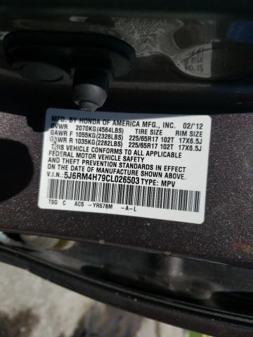 Photo 10 from auction – 2012 HONDA CR-V EXL with VIN 5J6RM4H79CL026503