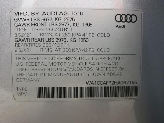 Photo 10 from auction – 2017 AUDI SQ5 PREMIU with VIN WA1CCAFP2HA067195