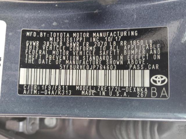 Photo 10 from auction – 2018 TOYOTA COROLLA L with VIN 5YFBURHE0JP764603