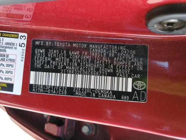 Photo 10 from auction – 2006 TOYOTA COROLLA CE with VIN 2T1BR32E06C666721