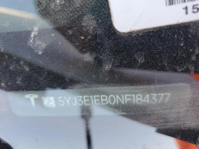 Photo 10 from auction – 2022 TESLA MODEL 3 with VIN 5YJ3E1EB0NF184377