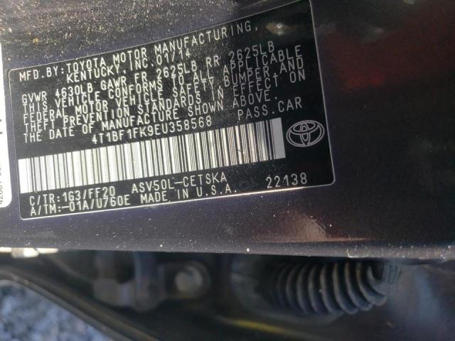 Photo 10 from auction – 2014 TOYOTA CAMRY L with VIN 4T1BF1FK9EU358568
