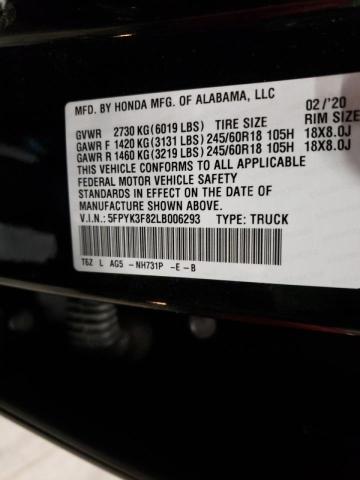 Photo 10 from auction – 2020 HONDA RIDGELINE with VIN 5FPYK3F82LB006293