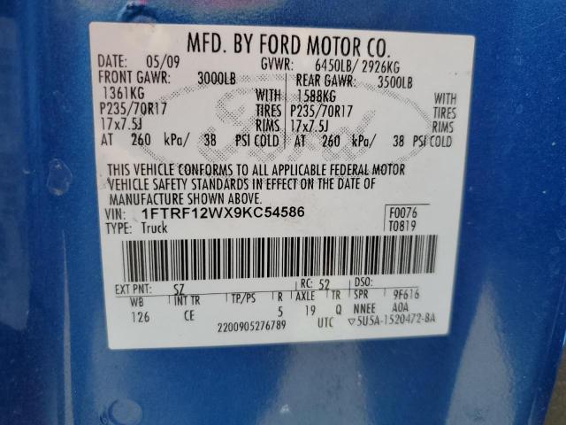 Photo 10 from auction – 2009 FORD F150 with VIN 1FTRF12WX9KC54586