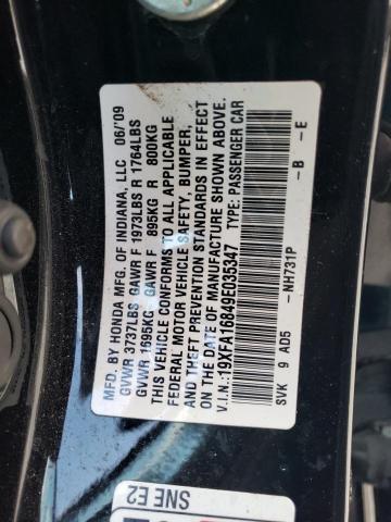 Photo 10 from auction – 2009 HONDA CIVIC EX with VIN 19XFA16849E035347
