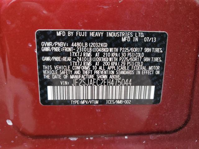 Photo 10 from auction – 2014 SUBARU FORESTER 2 with VIN JF2SJAEC2EH475044