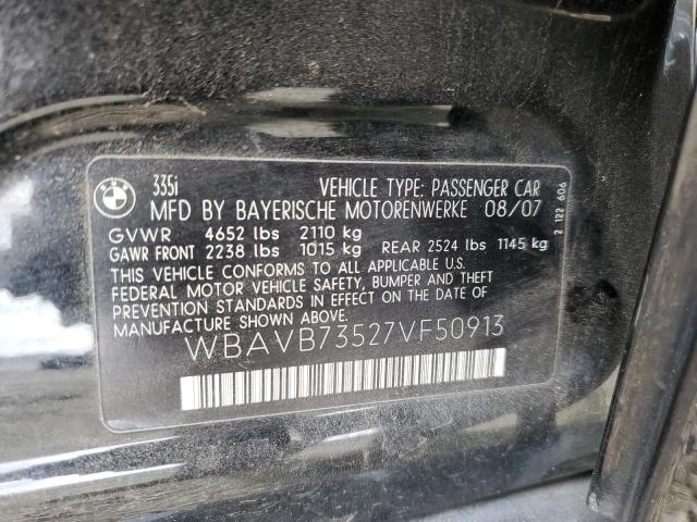 Photo 10 from auction – 2007 BMW 335 I with VIN WBAVB73527VF50913
