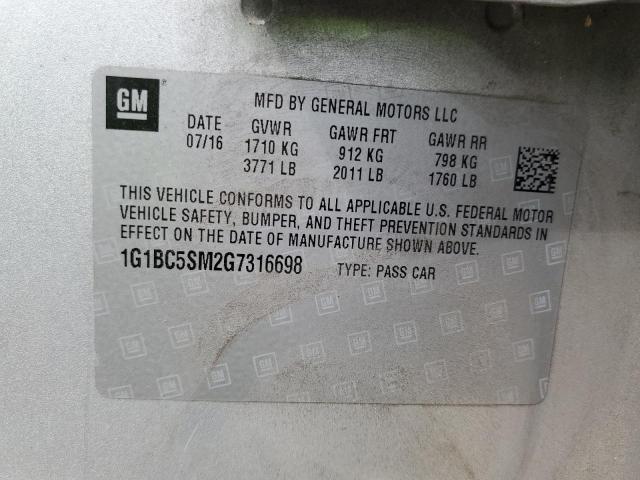 Photo 10 from auction – 2016 CHEVROLET CRUZE LS with VIN 1G1BC5SM2G7316698