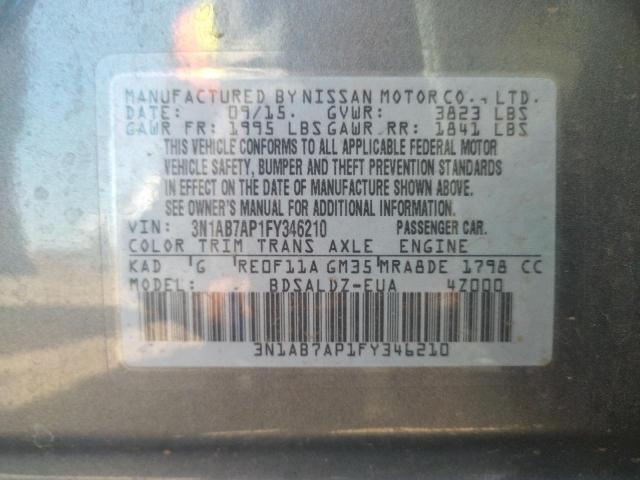 Photo 10 from auction – 2015 NISSAN SENTRA S with VIN 3N1AB7AP1FY346210