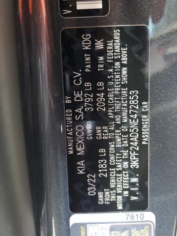 Photo 10 from auction – 2022 KIA FORTE FE with VIN 3KPF24AD5NE472853