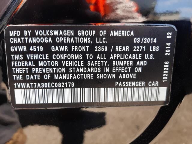 Photo 10 from auction – 2014 VOLKSWAGEN PASSAT S with VIN 1VWAT7A30EC082179