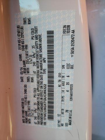 Photo 10 from auction – 2016 FORD ESCAPE SE with VIN 1FMCU9GX7GUC89322