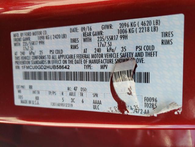 Photo 10 from auction – 2017 FORD ESCAPE SE with VIN 1FMCU0GD2HUB58642